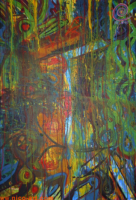 Acryl Bild "Raben erz&auml;hlen Sagen 2010" / / /  > zur&uuml;ck >